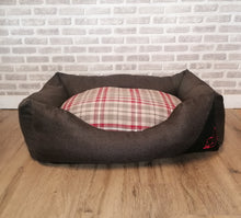 Load image into Gallery viewer, Brown/Red  Fabric Dog Bed In Sizes Small, Medium &amp; Large