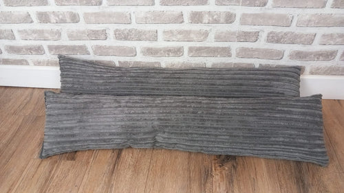 Pair of Grey Jumbo Cord Fabric Draught Excluders