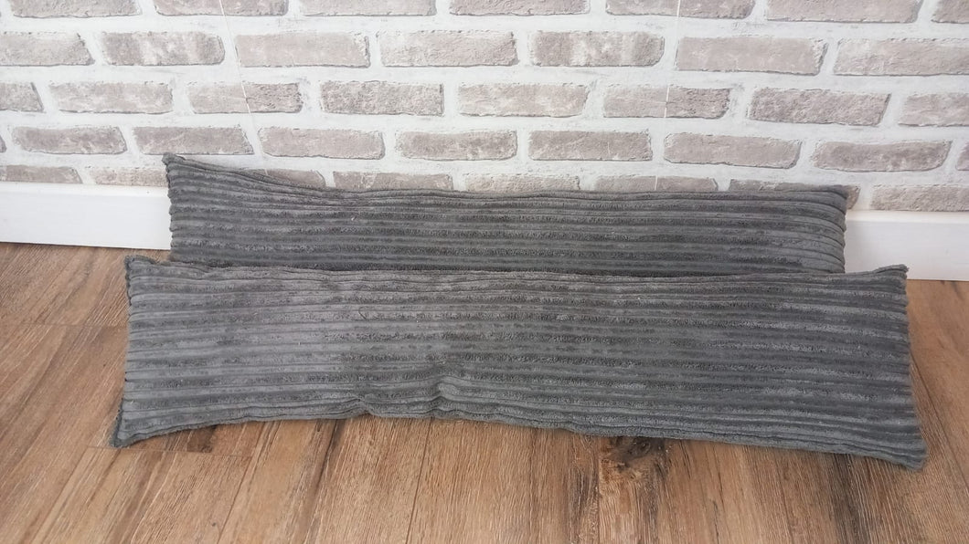 Pair of Grey Jumbo Cord Fabric Draught Excluders