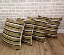 Load image into Gallery viewer, 4 X 20&quot; (50cm) Covers &amp; Cushions -Green Moroccan Stripe Jacquard Fabric