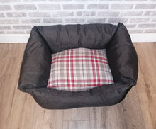 Load image into Gallery viewer, Brown/Red  Fabric Dog Bed In Sizes Small, Medium &amp; Large