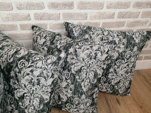 4 X 20"(50cm) Cushion & Covers -Black and White Baroque/ Rococo Fabric