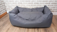 Load image into Gallery viewer, Grey Waterproof Fabric Dog bed With Zipped Removable Inner Cushion Size Medium