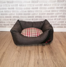 Load image into Gallery viewer, Brown/Red  Fabric Dog Bed In Sizes Small, Medium &amp; Large