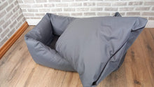 Load image into Gallery viewer, Grey Waterproof Fabric Dog bed With Zipped Removable Inner Cushion Size Medium