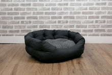 Load image into Gallery viewer, Grey Jumbo Cord Dog / Cat Bed With Button Style Stitch