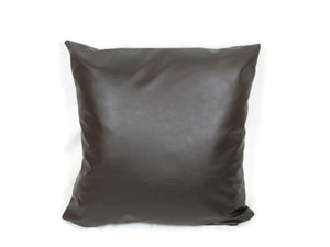 22" Brown Faux Leather Cushion Covers With Inserts -Set of 4