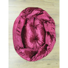 Load image into Gallery viewer, Small Washable Wine Purple Crushed Velvet Dog / Cat Bed With Button Style Stitch