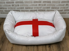 Load image into Gallery viewer, England Flag Faux Leather Dog Bed In Various Sizes