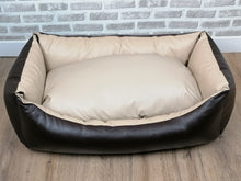 Load image into Gallery viewer, Brown And Cream Faux Leather Dog Bed