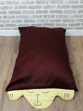Load image into Gallery viewer, Small/Medium Dog Bed In Burgundy With Padded Yellow Face &amp; Paw Detail