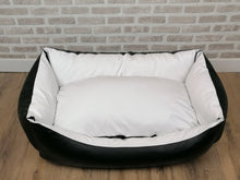 Load image into Gallery viewer, Black And White Faux Leather Dog Bed