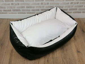 Black And White Faux Leather Dog Bed