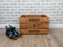 Load image into Gallery viewer, Shoes &amp; Boots Storage Box /Crate Finished In Medium Oak Wood stain