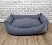 Load image into Gallery viewer, Grey Fabric Dog Bed With Side Edge Panel In Various Sizes