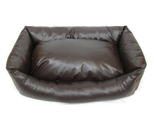 Load image into Gallery viewer, Brown Faux Leather Dog Bed