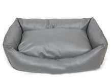 Load image into Gallery viewer, Grey Faux Leather Dog Bed