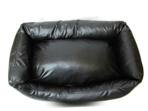 Black Faux Leather Dog Bed