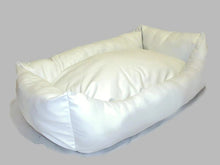 Load image into Gallery viewer, Ivory Faux Leather Dog Bed
