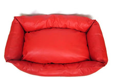 Load image into Gallery viewer, Red Faux Leather Dog Bed