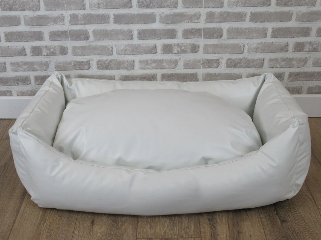 Ivory Faux Leather Dog Bed