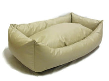 Load image into Gallery viewer, Cream Faux Leather Dog Bed