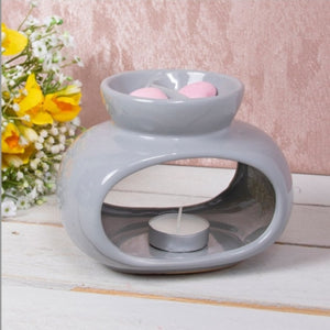 Grey Ceramic Orb Double Dish Oil Burner