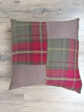 Load image into Gallery viewer, 22&quot; Red Check Wool Feel Patchwork Cushion Covers With Inserts -Set of 4