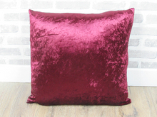 Load image into Gallery viewer, 22&quot; Wine Purple Crushed Velvet Cushion Covers With Inserts -Set of 4