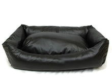 Load image into Gallery viewer, Black Faux Leather Dog Bed