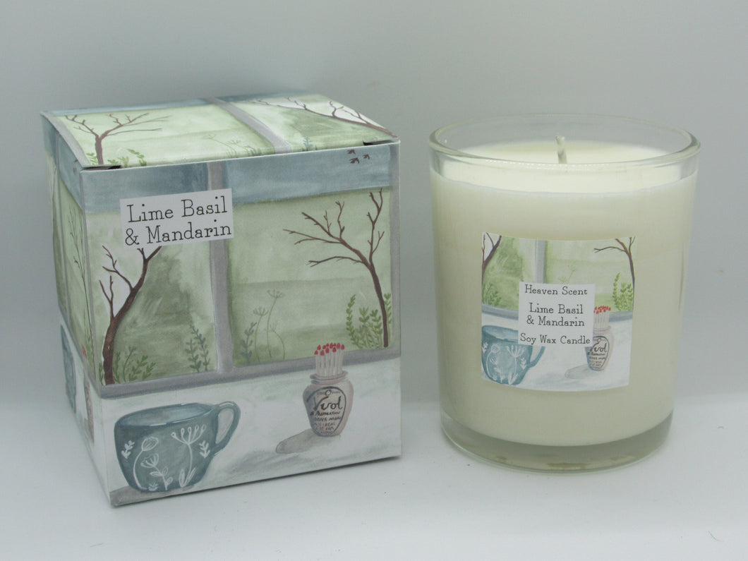 Lime, Basil & Mandarin Scented Candle With Presentation Box By Heaven Scent