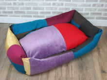 Load image into Gallery viewer, Large L Handmade Unique Patchwork Dog bed In Mixed Fabric And multiple Colours